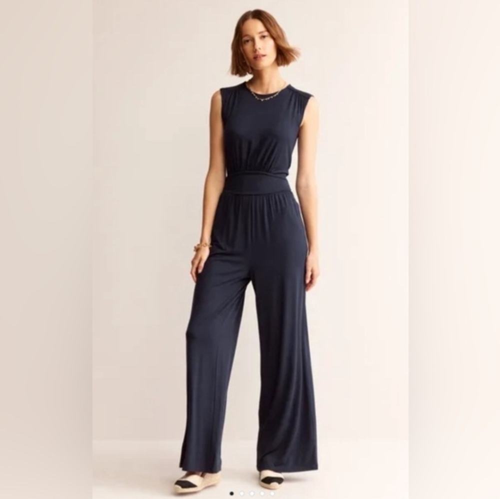New Boden Thea Jersey Navy Jumpsuit Size 2R